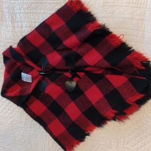 Girls Red and Black Plaid Cape